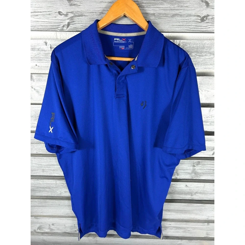 Ralph Lauren RLX Solid Blue Short Sleeve Golf Polo Shirt Mens XL - Picture 1 of 8